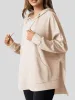 Slit Drawstring Waffle Knit Hoodie sold by Charming Charlie