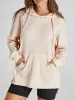 Slit Drawstring Waffle Knit Hoodie sold by Charming Charlie
