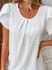 Eyelet Petal Sleeve Top with Pom Pom Trim sold by Charming Charlie