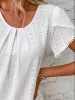 Eyelet Petal Sleeve Top with Pom Pom Trim sold by Charming Charlie