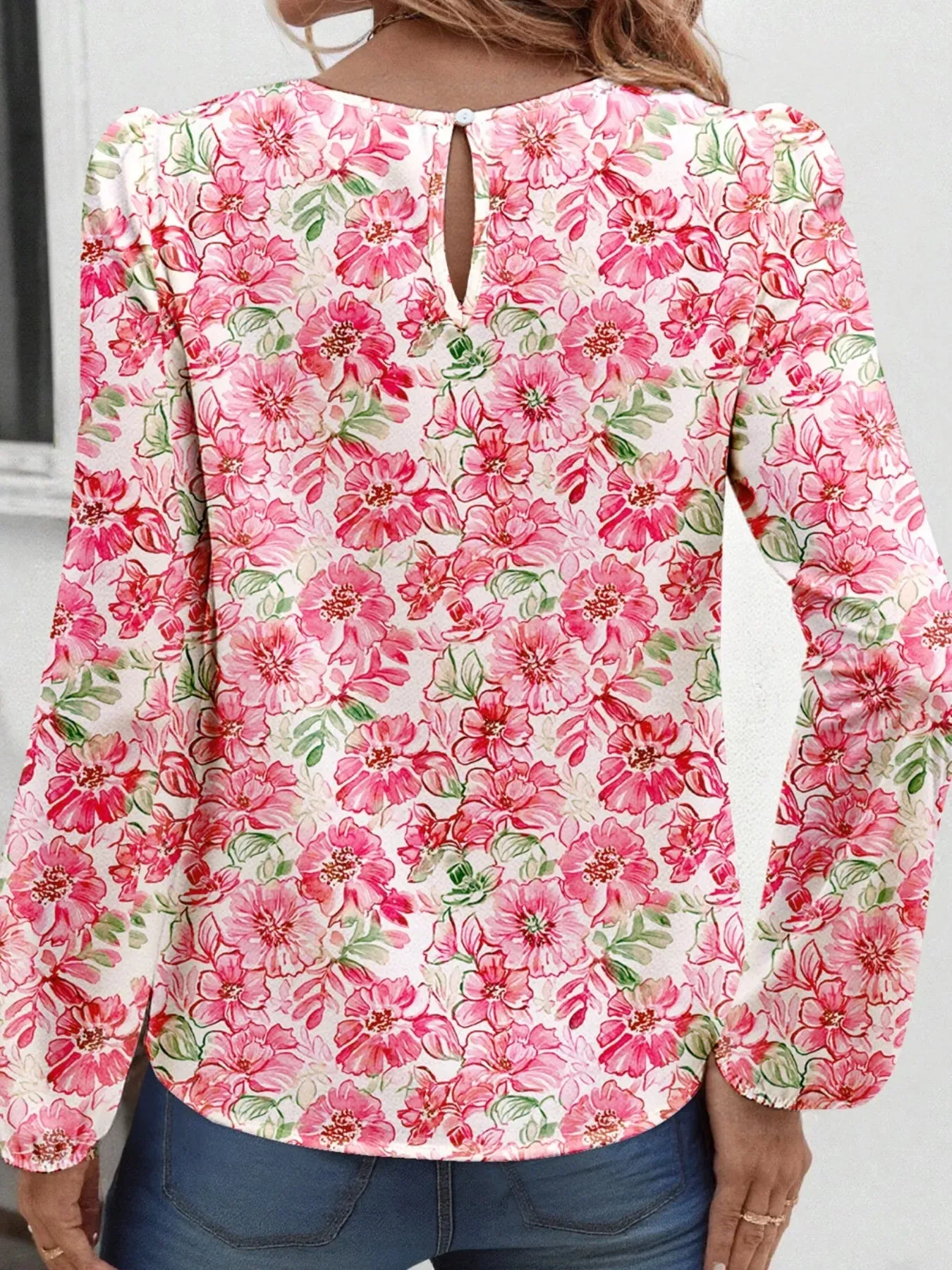 Floral Print Keyhole Neck Blouse sold by Charming Charlie product image thumbnail 2
