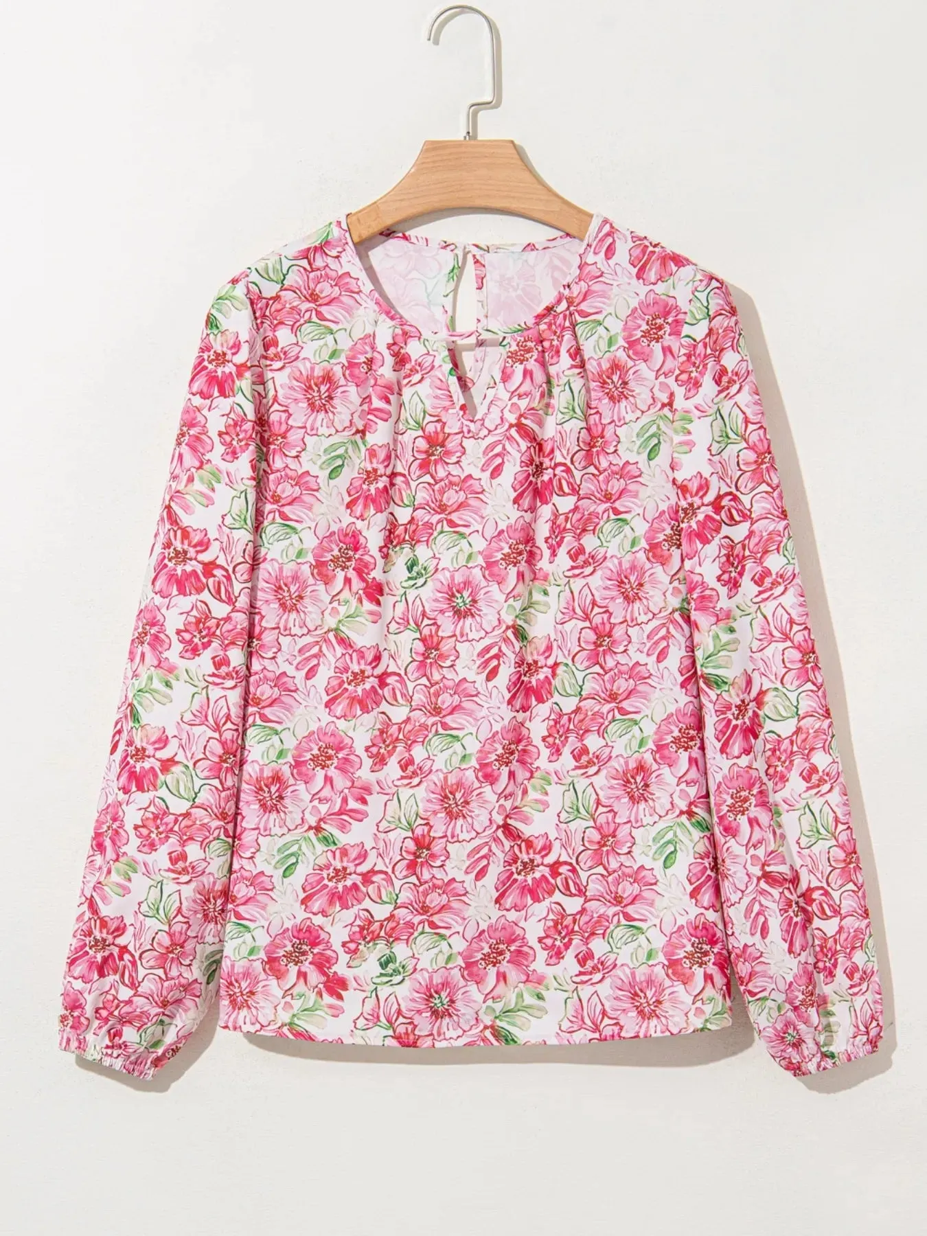 Floral Print Keyhole Neck Blouse sold by Charming Charlie product image thumbnail 4