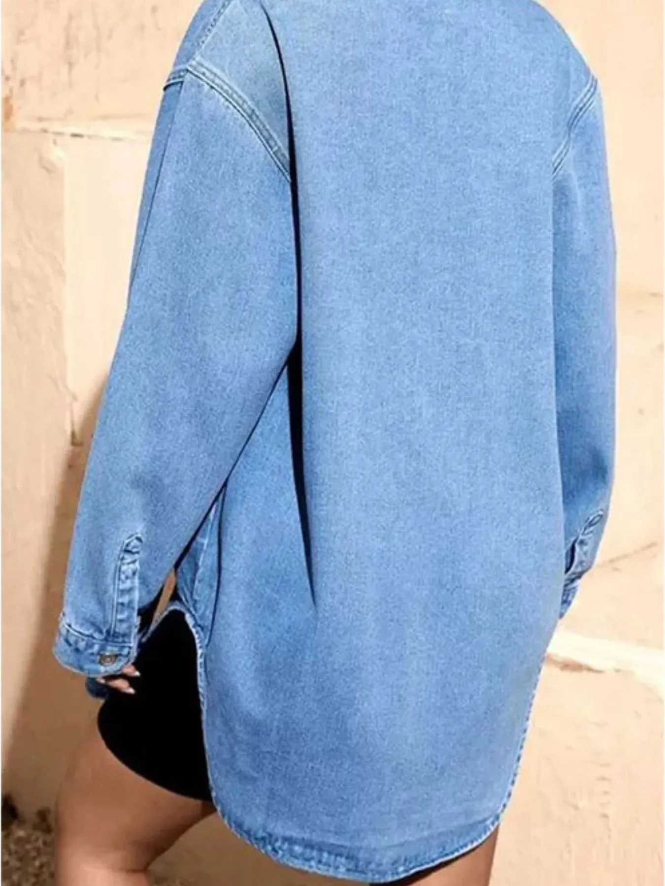 Slit Button Up Denim Shirt sold by Charming Charlie product image thumbnail 3