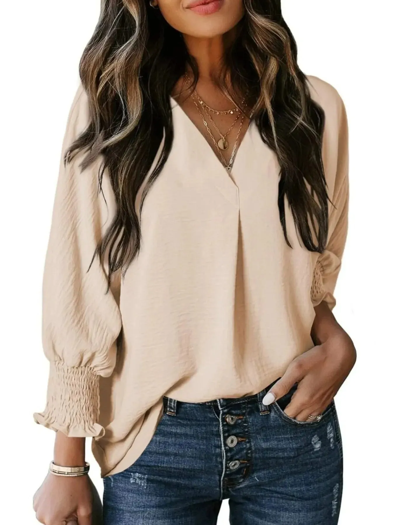 Oversized Johnny Collar Blouse with Elastic Cuffs sold by Charming Charlie product image thumbnail 3