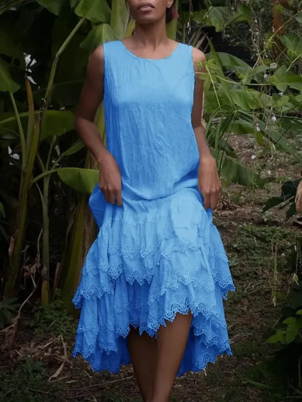 Full Size Lace Detail Round Neck Sleeveless Dress Plus Size sold by Charming Charlie