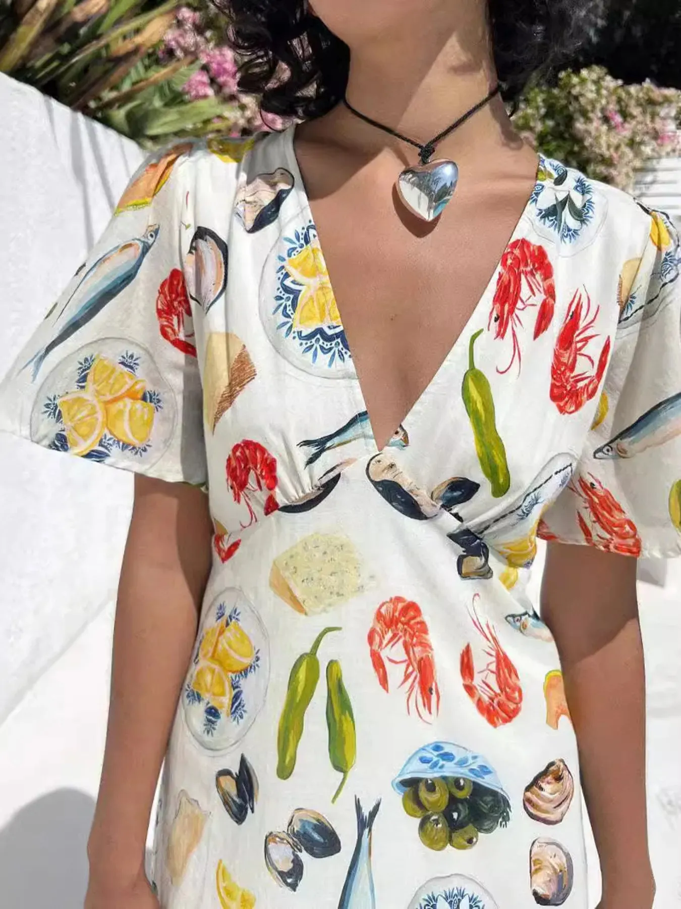 Printed V-Neck Short Sleeve Dress sold by Charming Charlie product image thumbnail 2