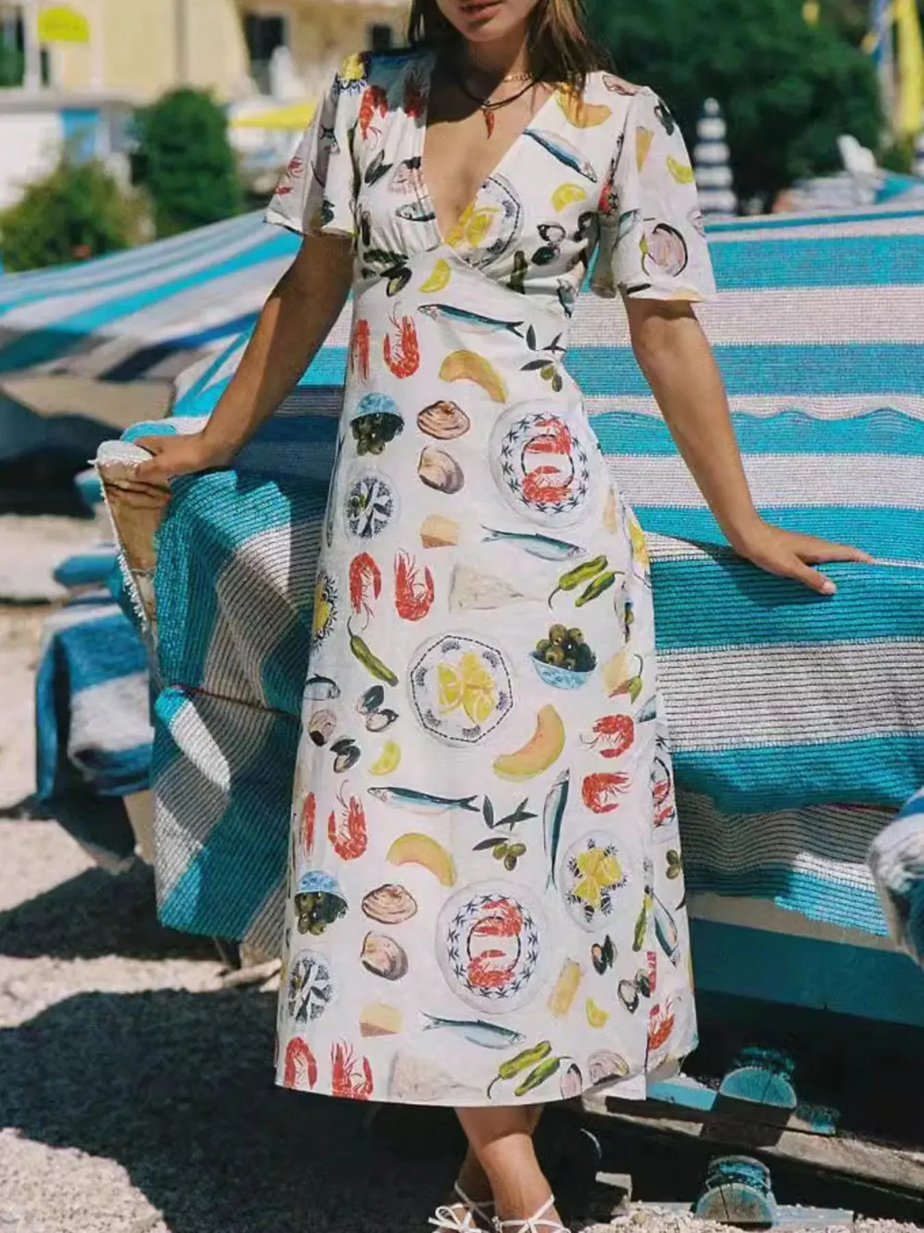 Printed V-Neck Short Sleeve Dress sold by Charming Charlie product image thumbnail 5