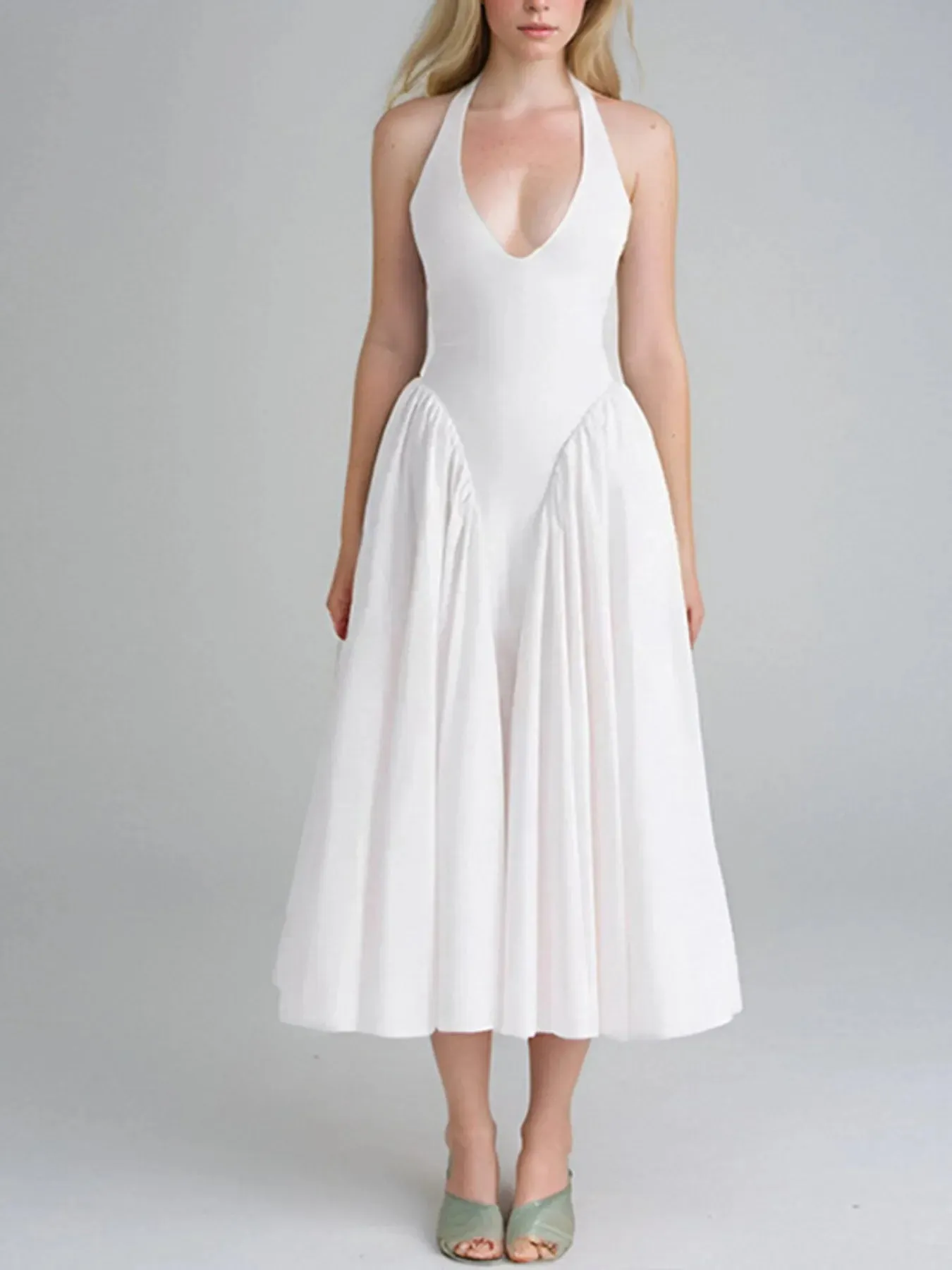 Full Size Ruched Halter Neck Midi Dress Plus Size sold by Charming Charlie product image thumbnail 3