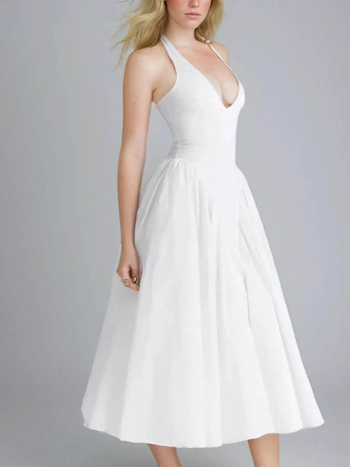 Full Size Ruched Halter Neck Midi Dress Plus Size sold by Charming Charlie product image thumbnail 4