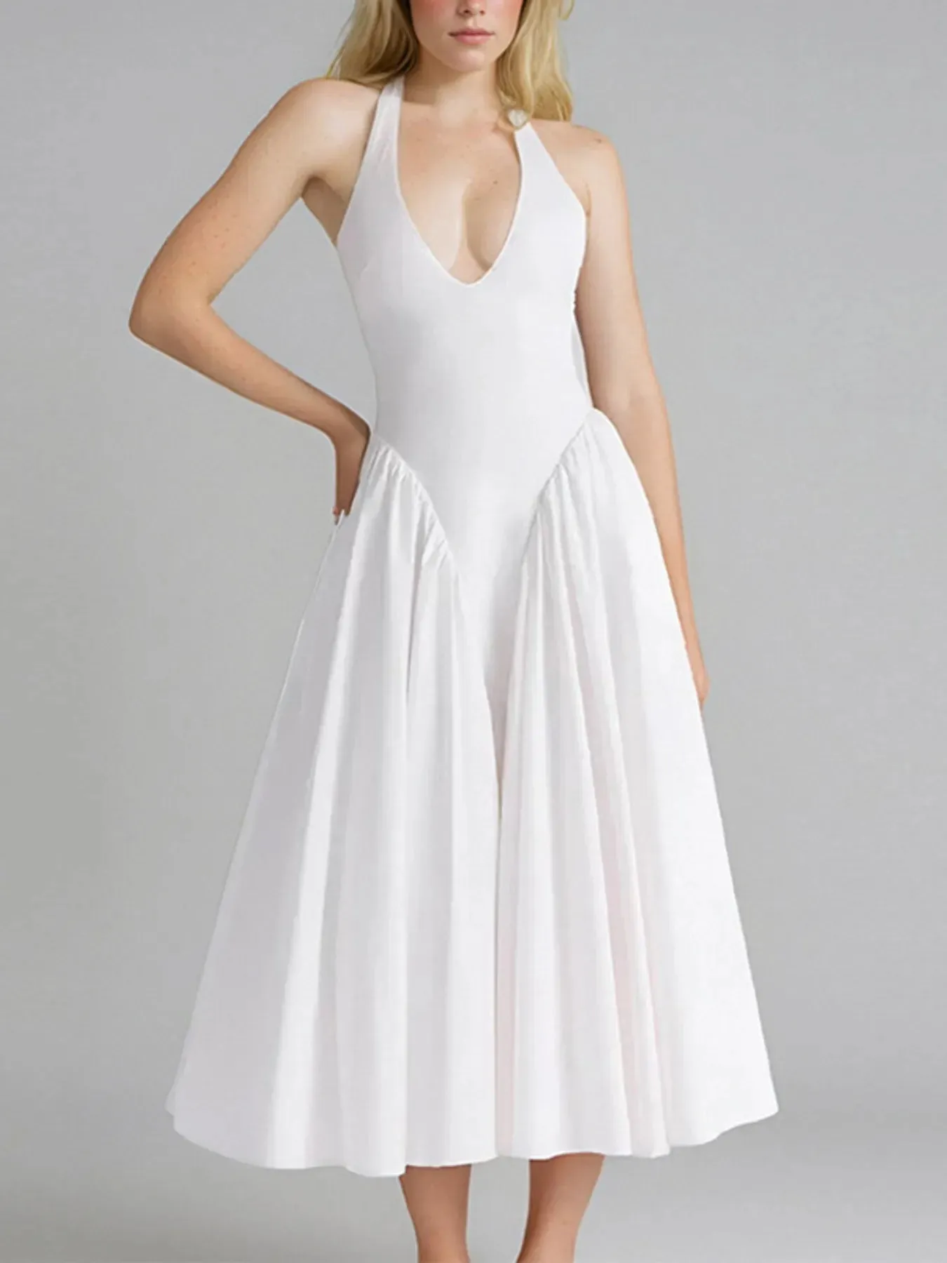 Full Size Ruched Halter Neck Midi Dress Plus Size sold by Charming Charlie product image thumbnail 2