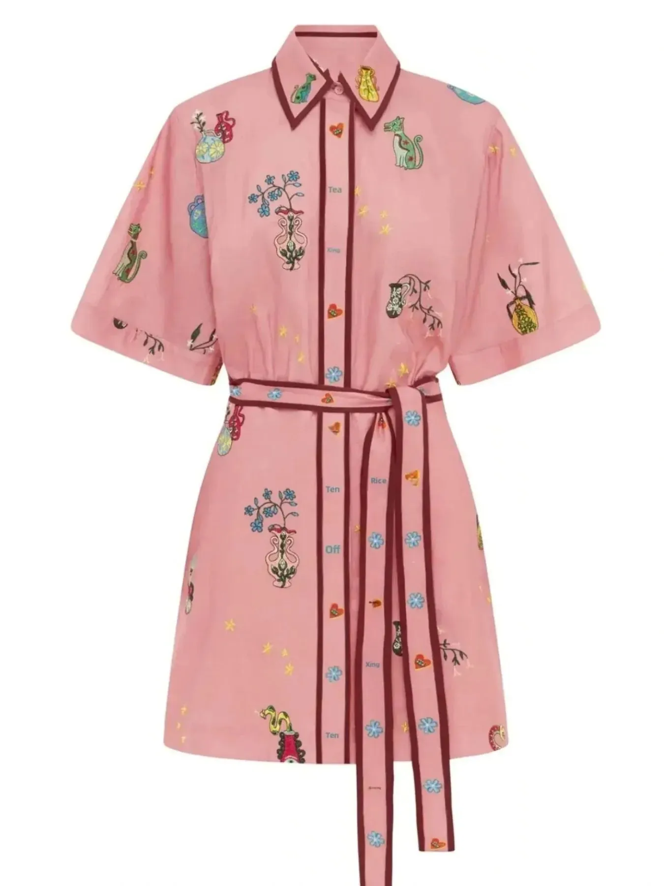 Printed Tie Waist Half Sleeve Shirt Dress sold by Charming Charlie product image thumbnail 2