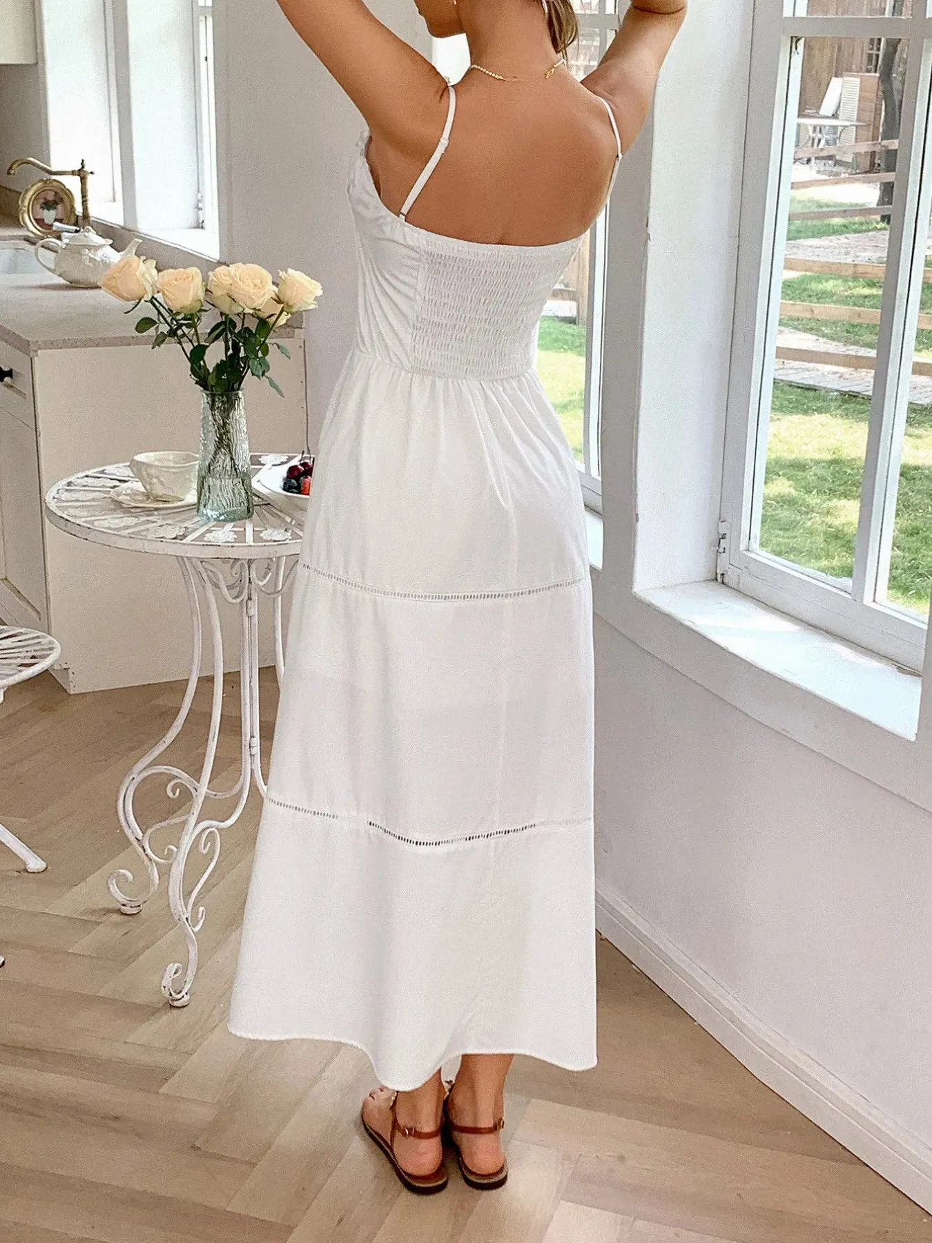 Smocked Back Tie Front Cami Dress sold by Charming Charlie product image thumbnail 3