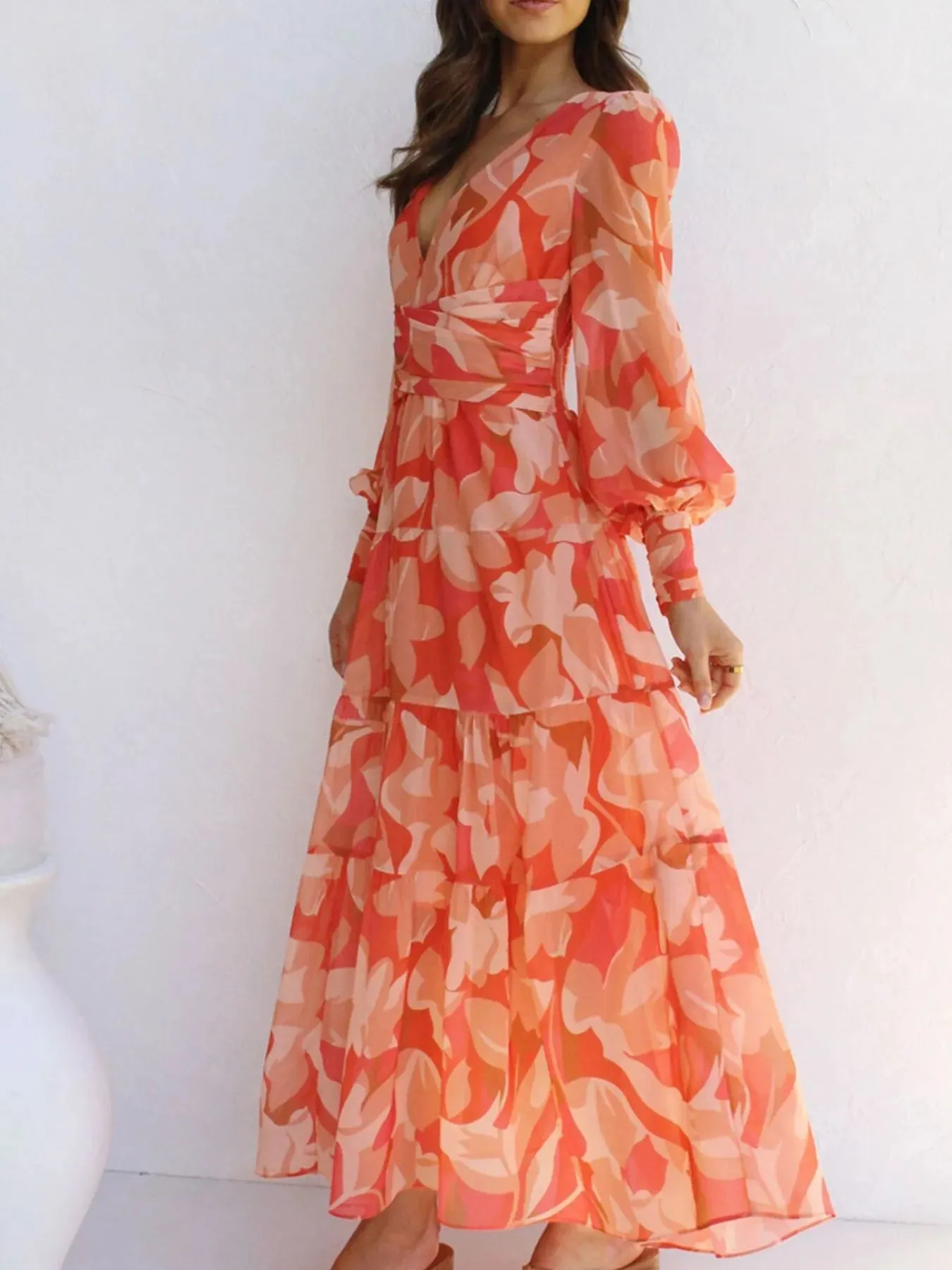 Floral Print Lantern Sleeve Maxi Dress sold by Charming Charlie product image thumbnail 5