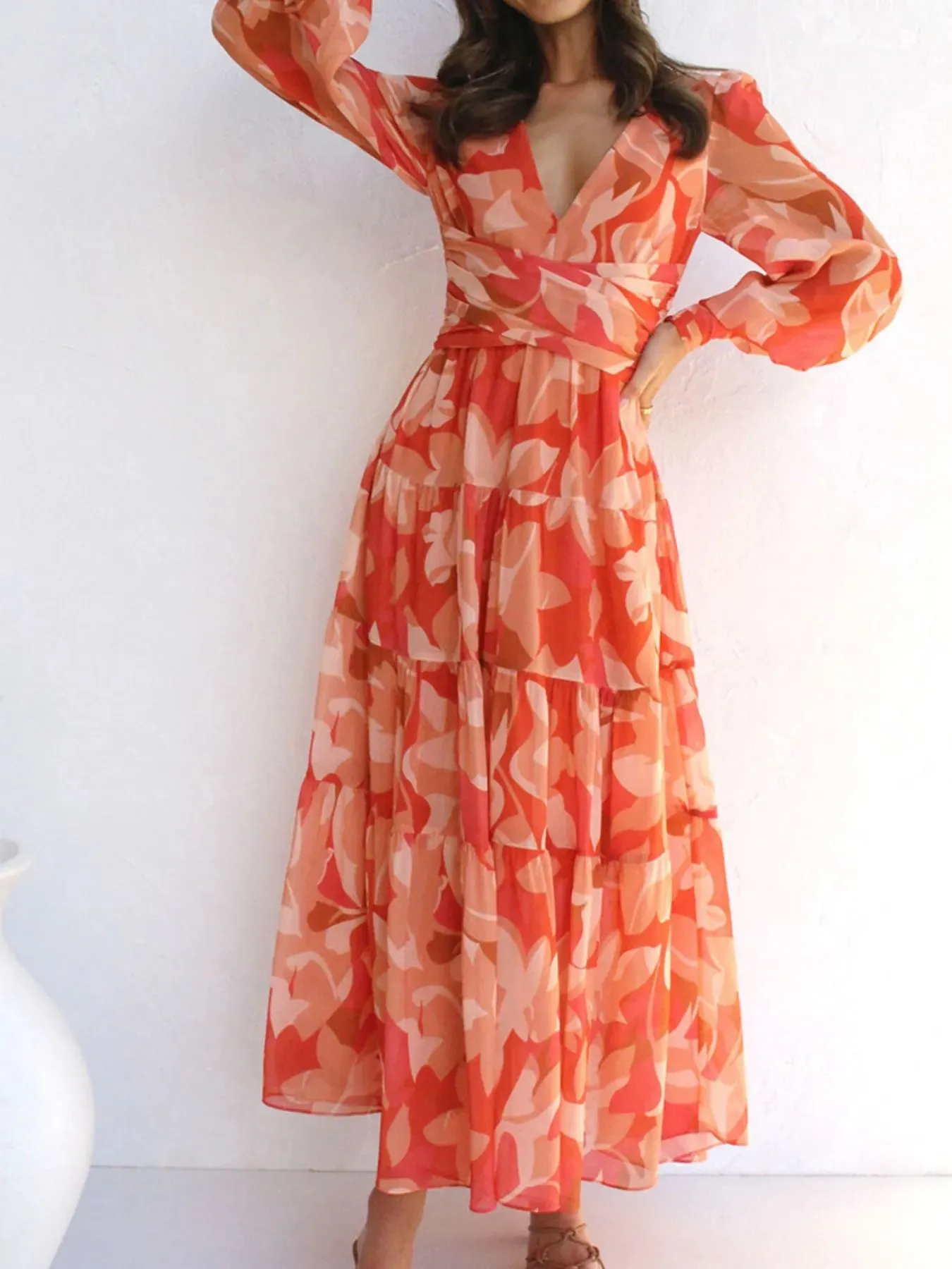 Floral Print Lantern Sleeve Maxi Dress sold by Charming Charlie product image thumbnail 3