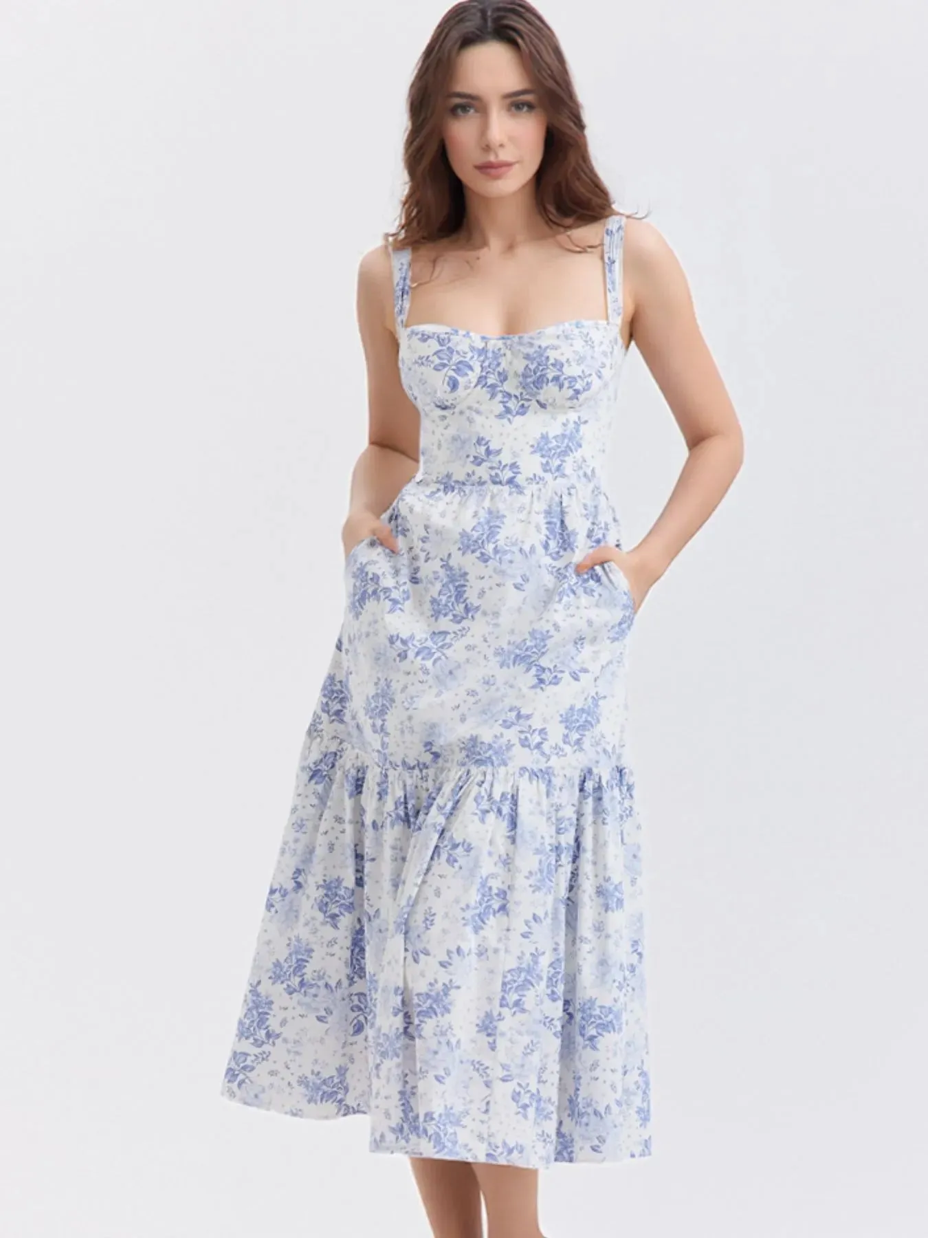 Floral Print Sweetheart Neck Midi Dress sold by Charming Charlie