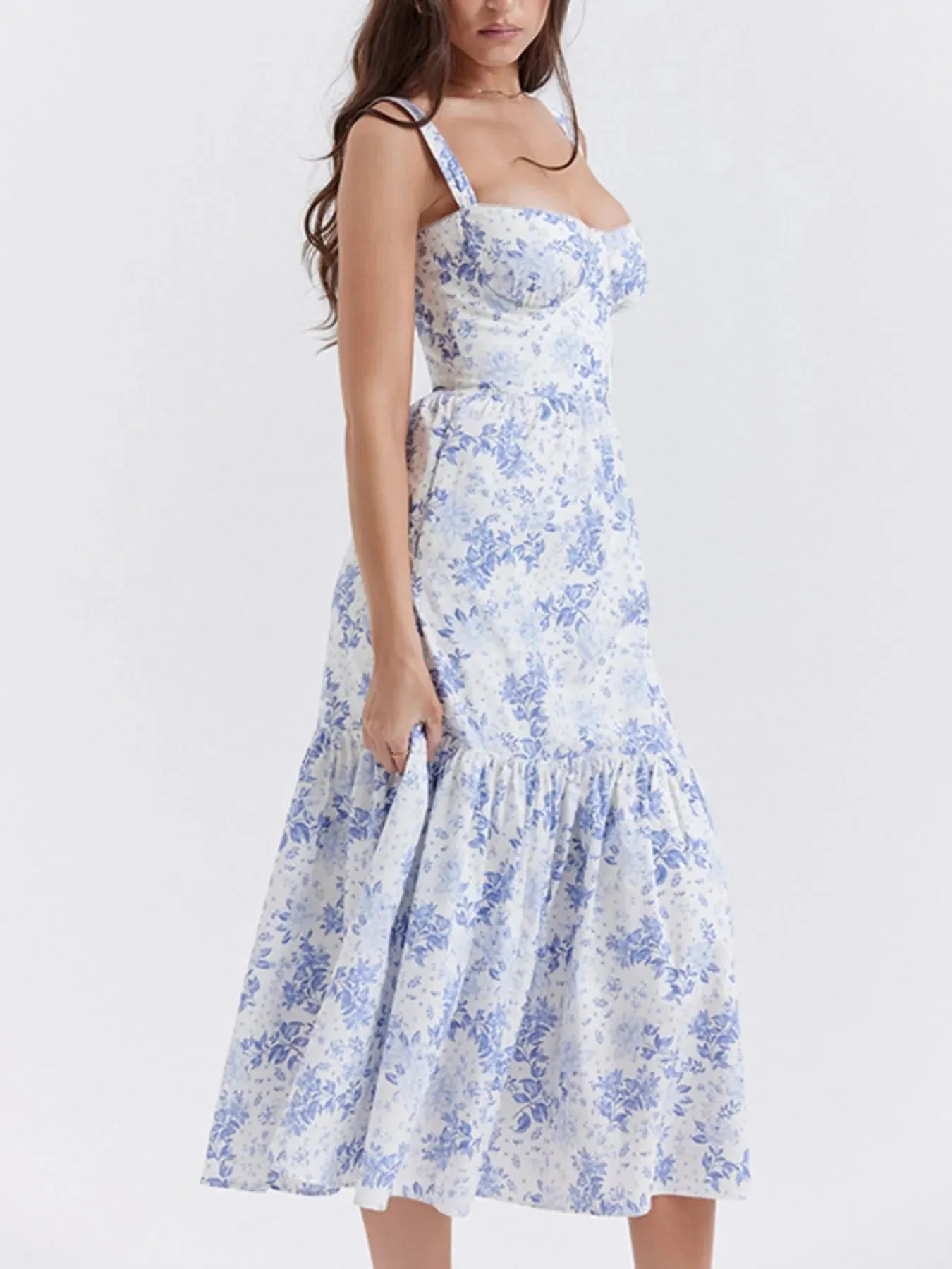 Floral Print Sweetheart Neck Midi Dress sold by Charming Charlie product image thumbnail 3