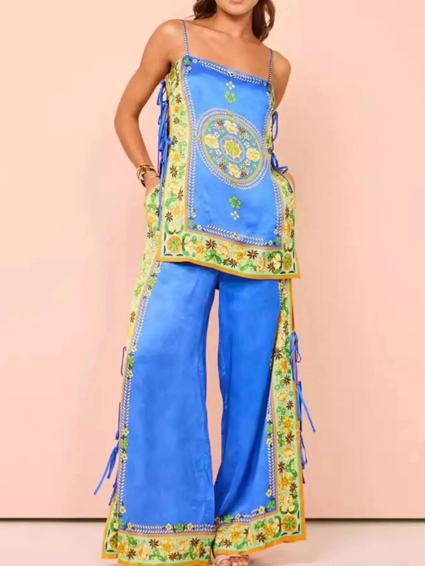 Floral Side Tied Cami and Pants Set sold by Charming Charlie product image thumbnail 5