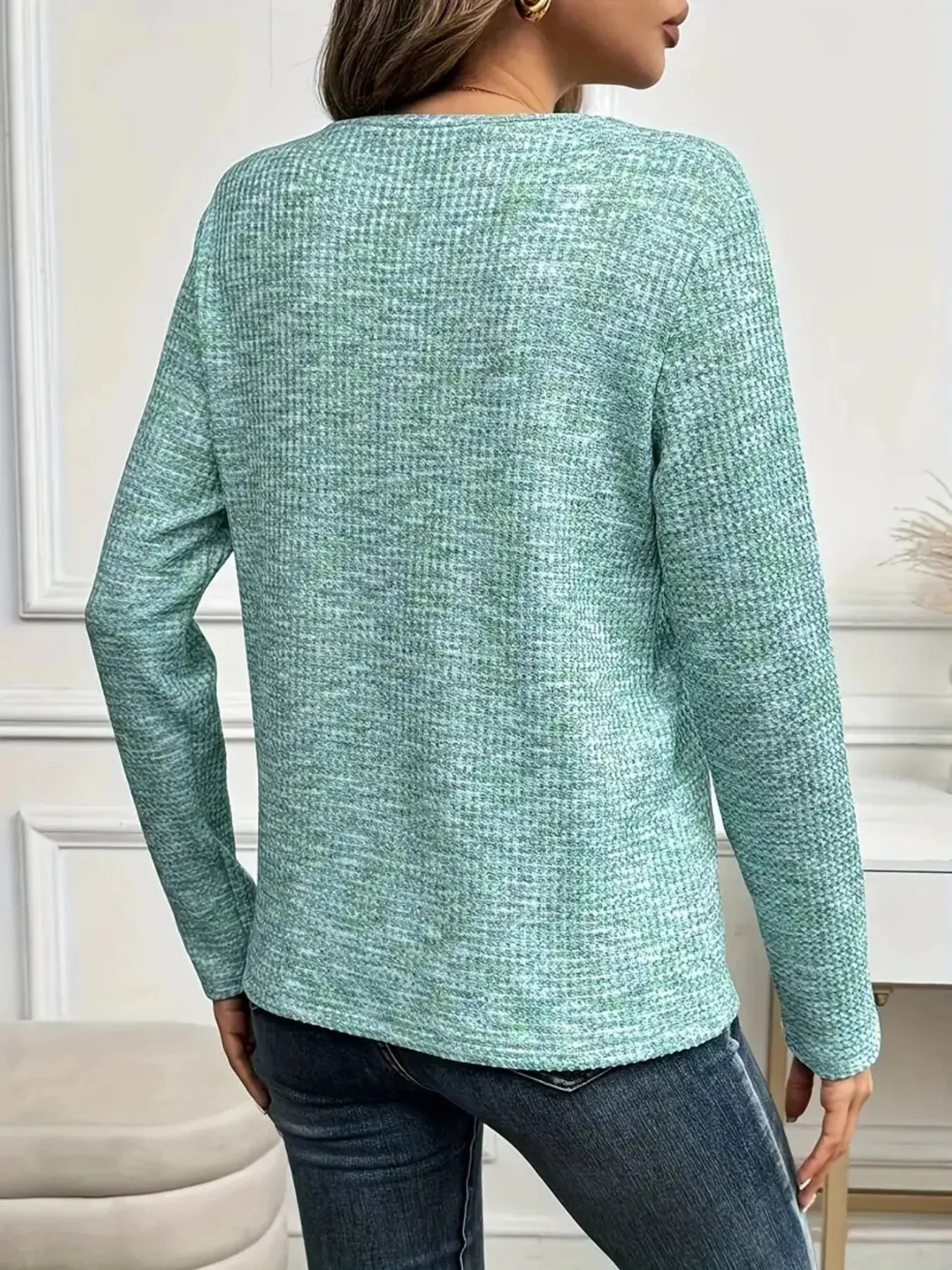 Heathered V-Neck Long Sleeve T-Shirt sold by Charming Charlie product image thumbnail 5