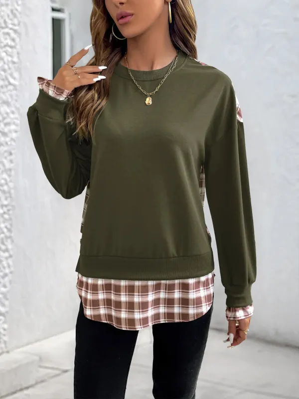 Plaid Long Sleeve Sweatshirt sold by Charming Charlie