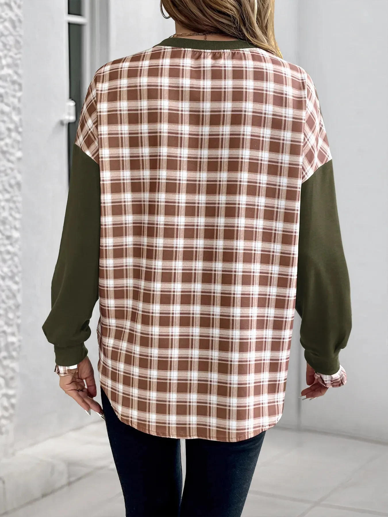 Plaid Long Sleeve Sweatshirt sold by Charming Charlie product image thumbnail 2