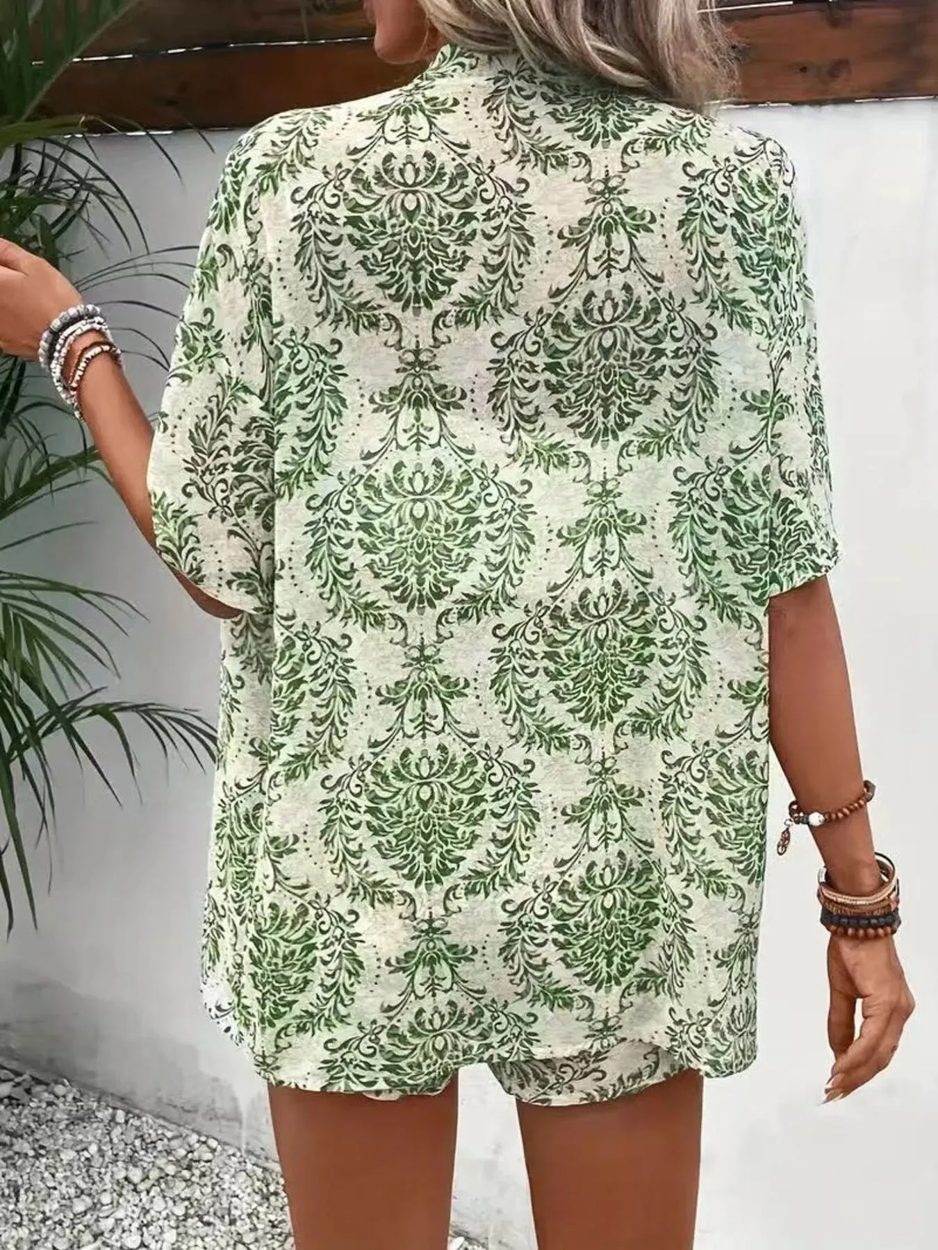 Printed Open Front Cardigan and Shorts Set sold by Charming Charlie product image thumbnail 5