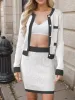 Contrast Trim Ribbed Top and Skirt Sweater Set sold by Charming Charlie