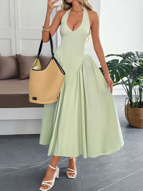 Halter Neck Ruched Midi Dress sold by Charming Charlie