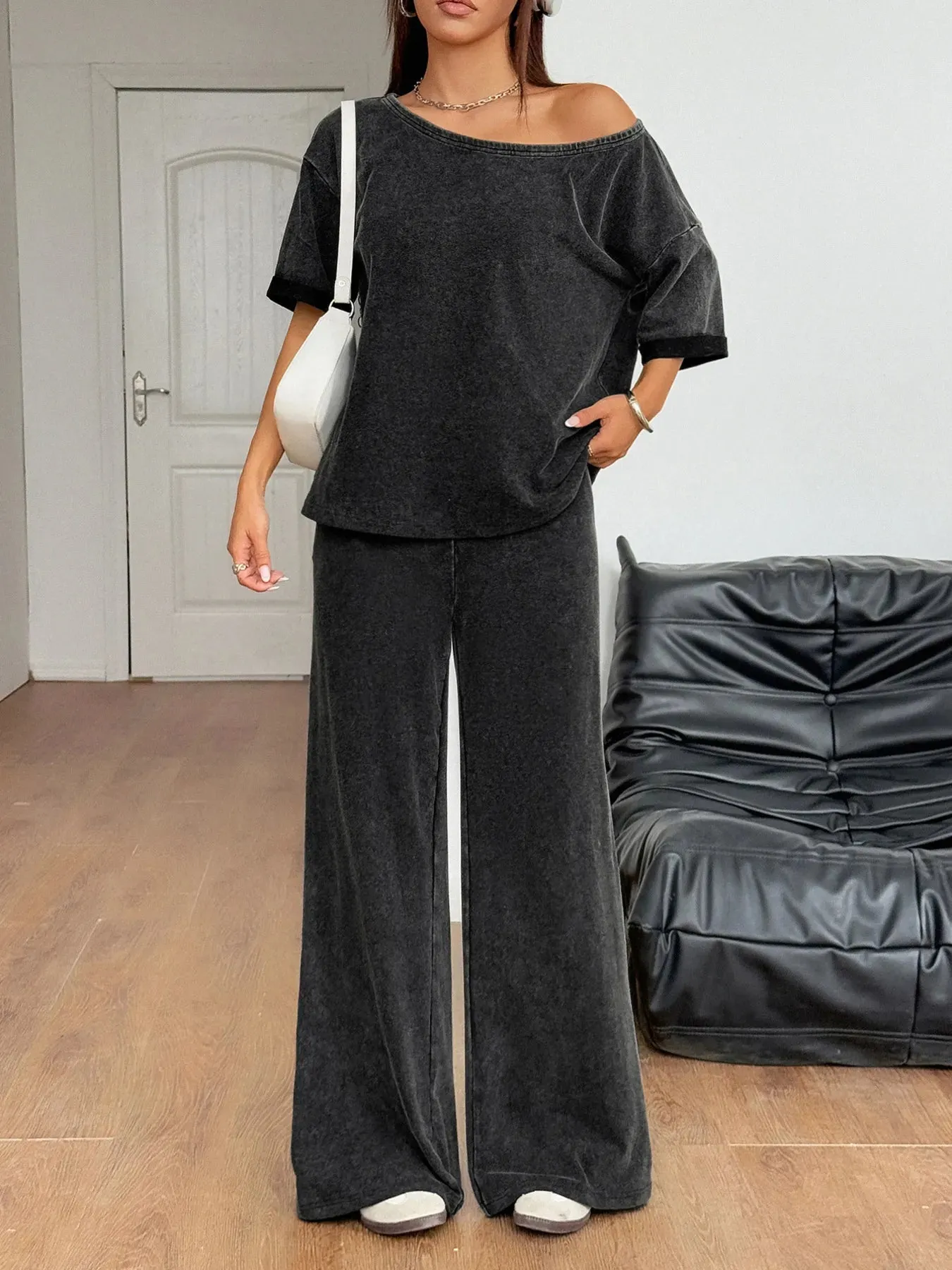 Boat Neck Top and Wide Leg Pants Set sold by Charming Charlie product image thumbnail 2