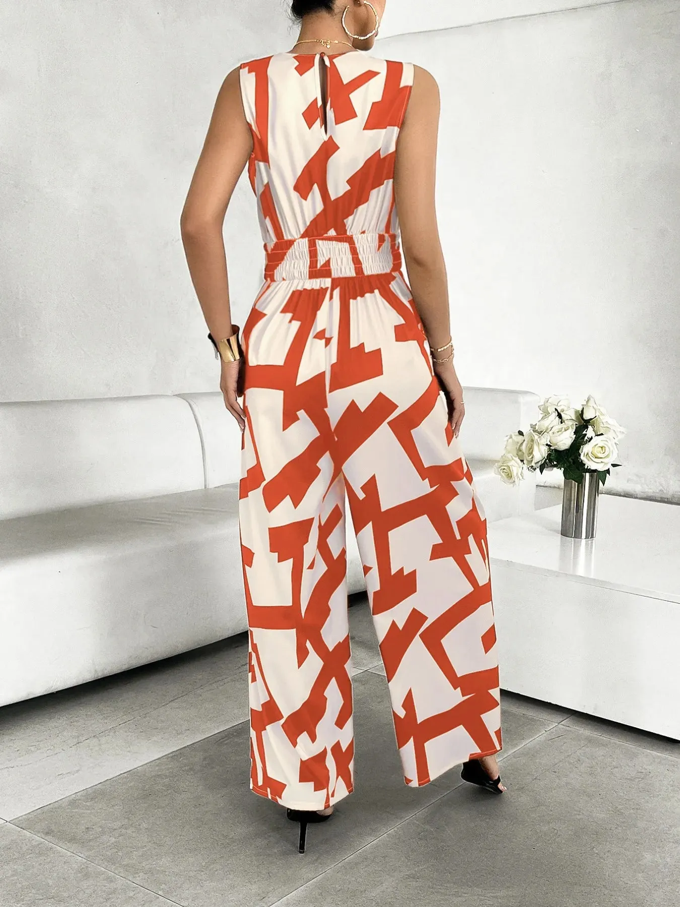 Printed Wide Leg Jumpsuit sold by Charming Charlie product image thumbnail 4