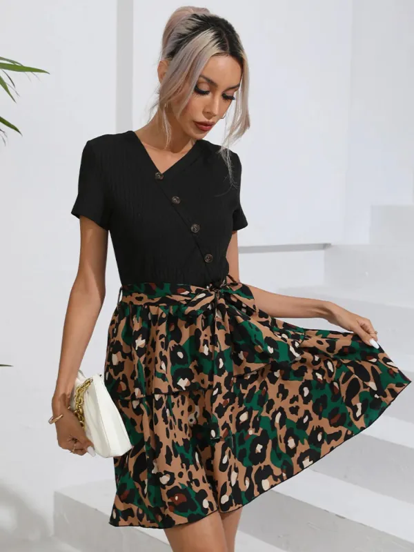 Leopard Short Sleeve Dress sold by Charming Charlie