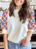 Floral Puff Sleeve Round Neck T-Shirt sold by Charming Charlie