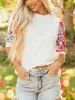 Floral Puff Sleeve Round Neck T-Shirt sold by Charming Charlie