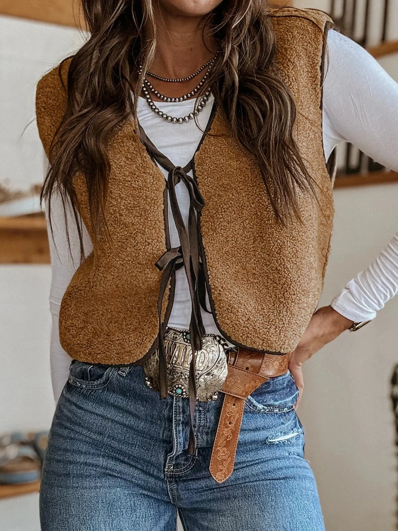 Double Tied Front Vest Coat sold by Charming Charlie product image thumbnail 3