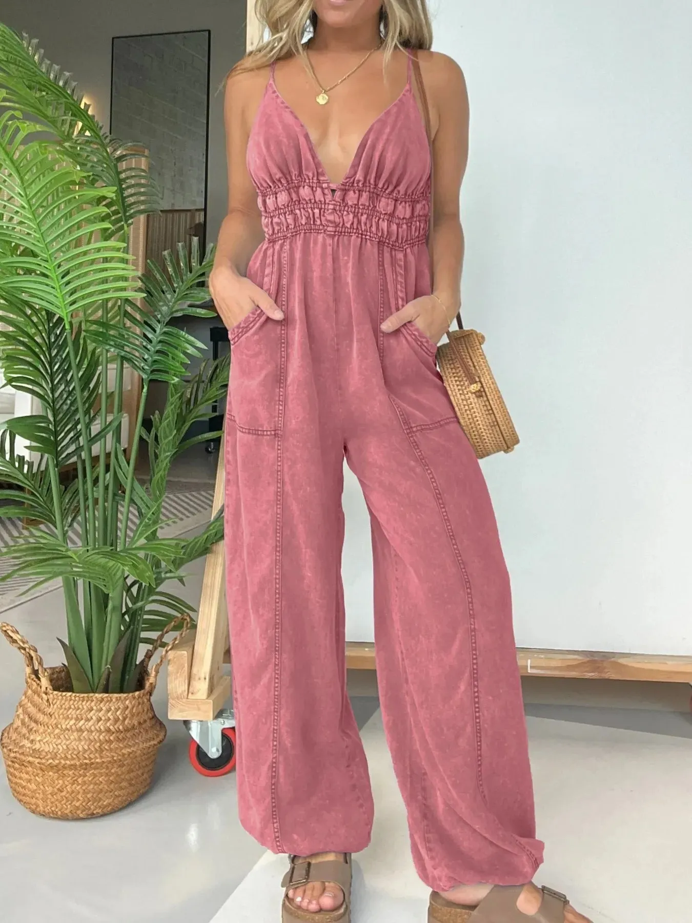 Full Size Wide Leg Spaghetti Strap Jumpsuit Plus Size sold by Charming Charlie