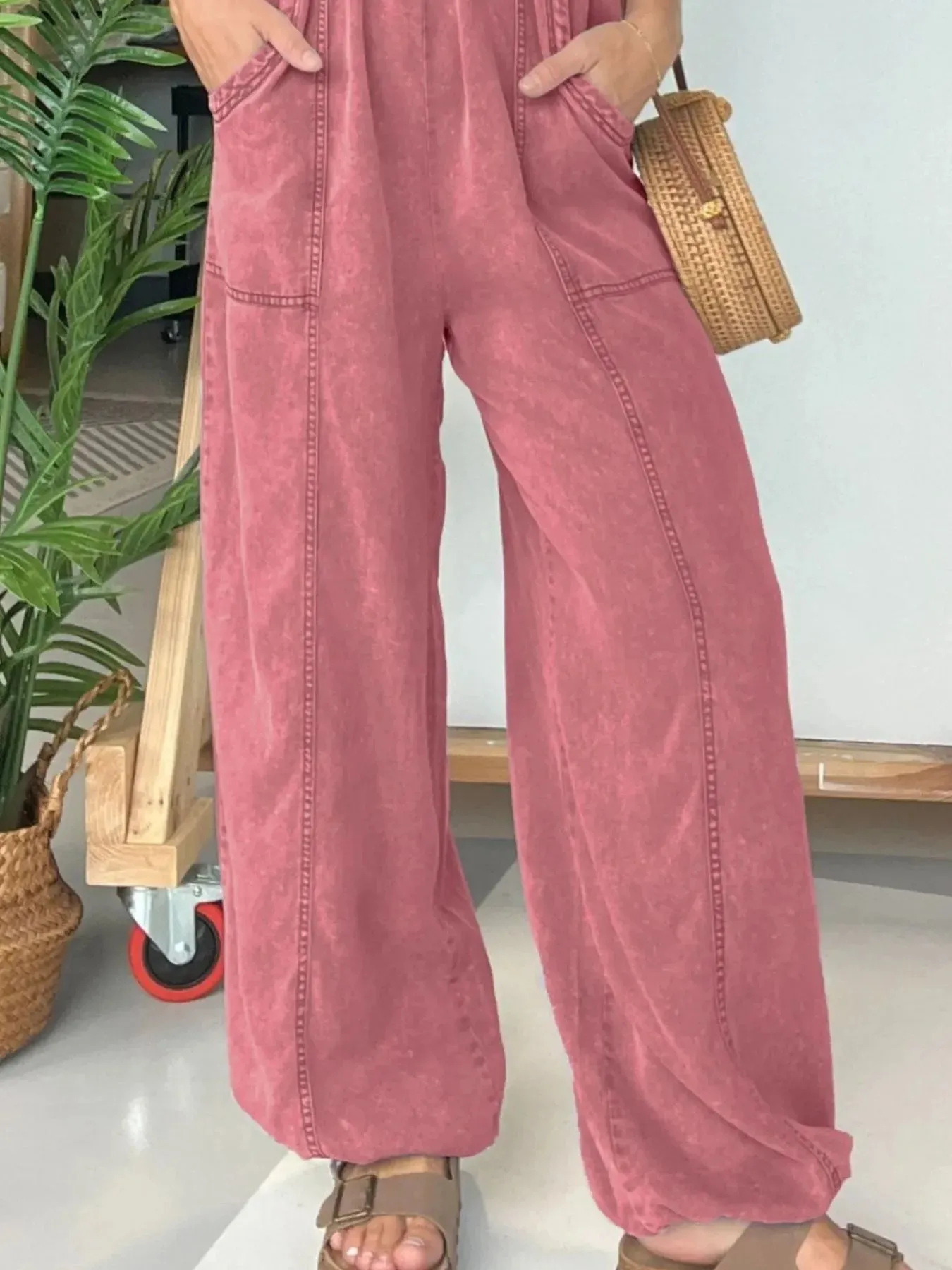 Full Size Wide Leg Spaghetti Strap Jumpsuit Plus Size sold by Charming Charlie product image thumbnail 3