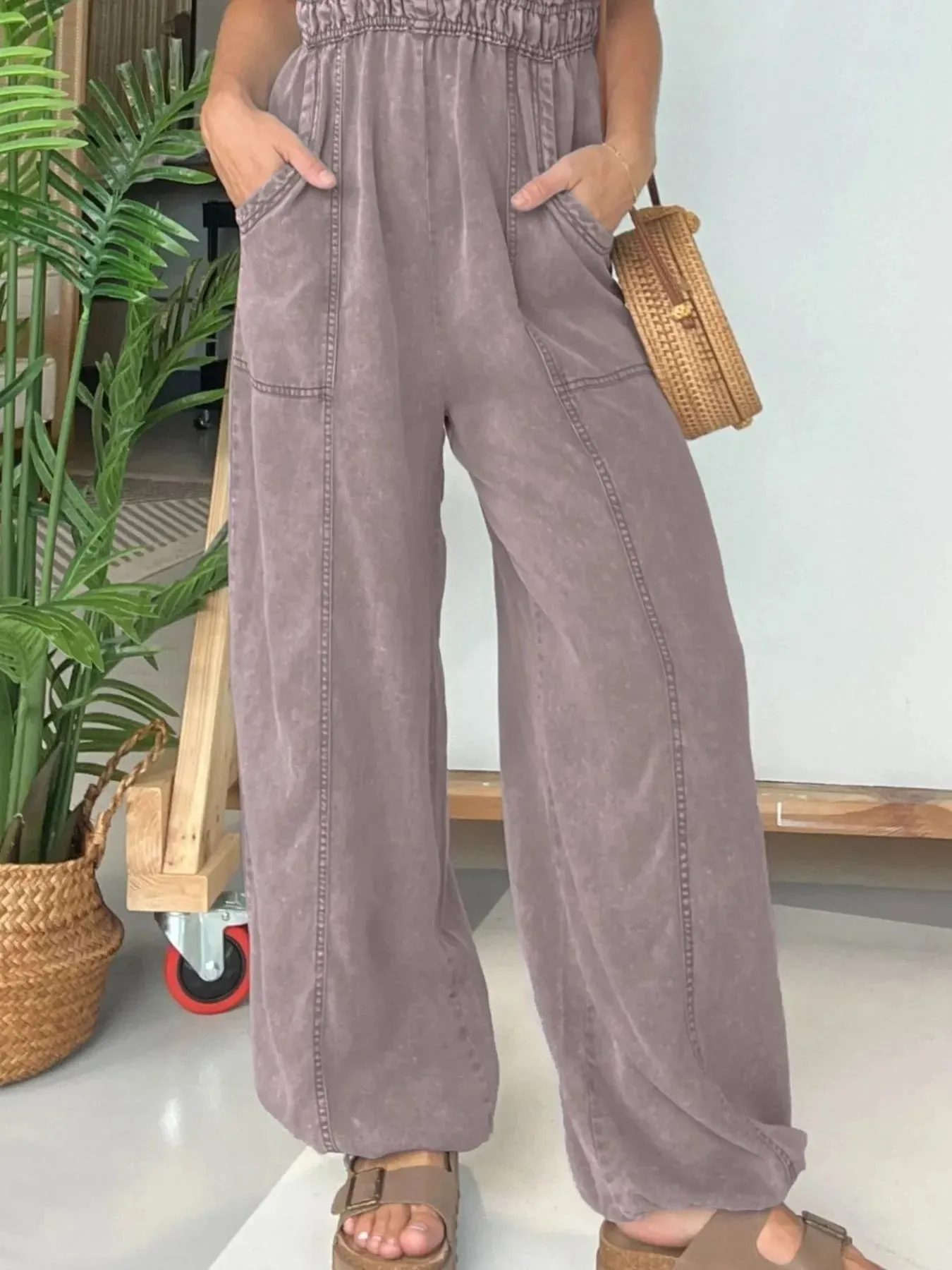 Full Size Wide Leg Spaghetti Strap Jumpsuit Plus Size sold by Charming Charlie product image thumbnail 5