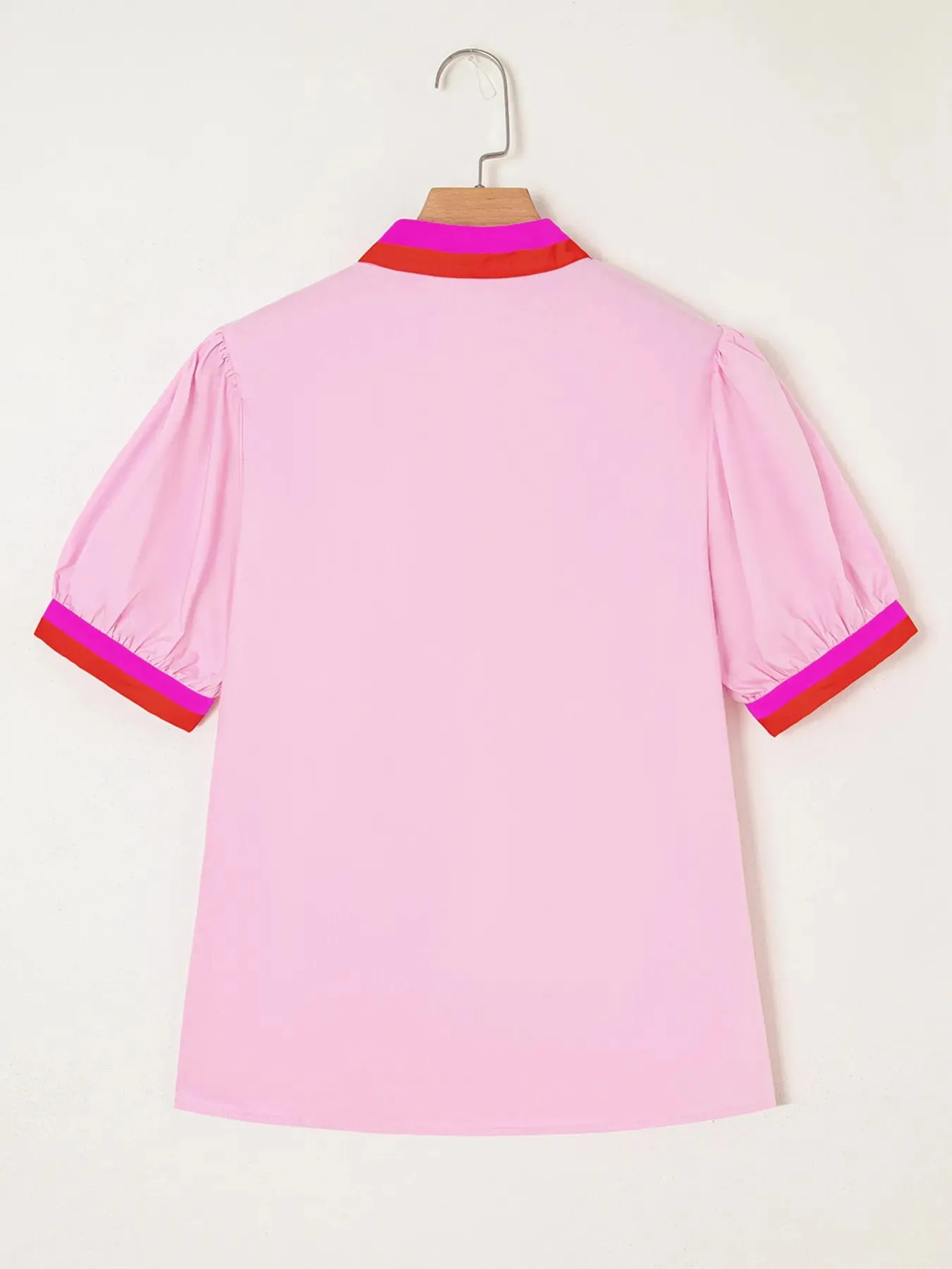 Contrast Trim Notched Short Sleeve Blouse sold by Charming Charlie product image thumbnail 3
