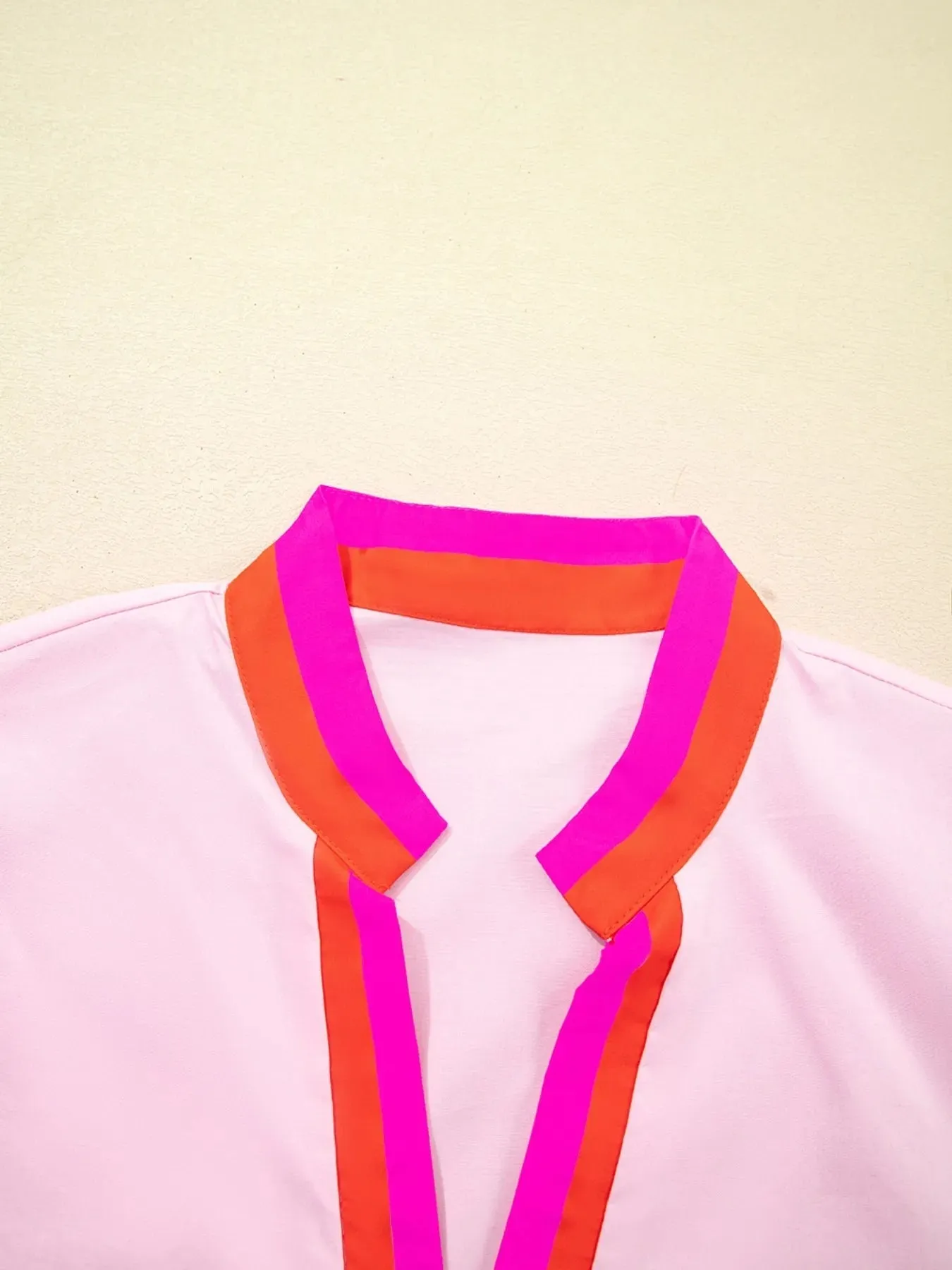 Contrast Trim Notched Short Sleeve Blouse sold by Charming Charlie product image thumbnail 4