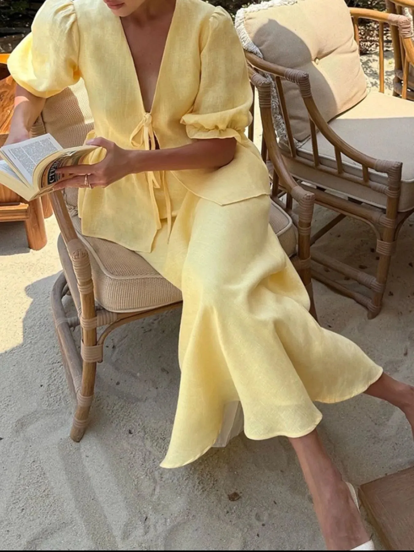 Tie Front Peplum Top and Skirt Set sold by Charming Charlie product image thumbnail 4