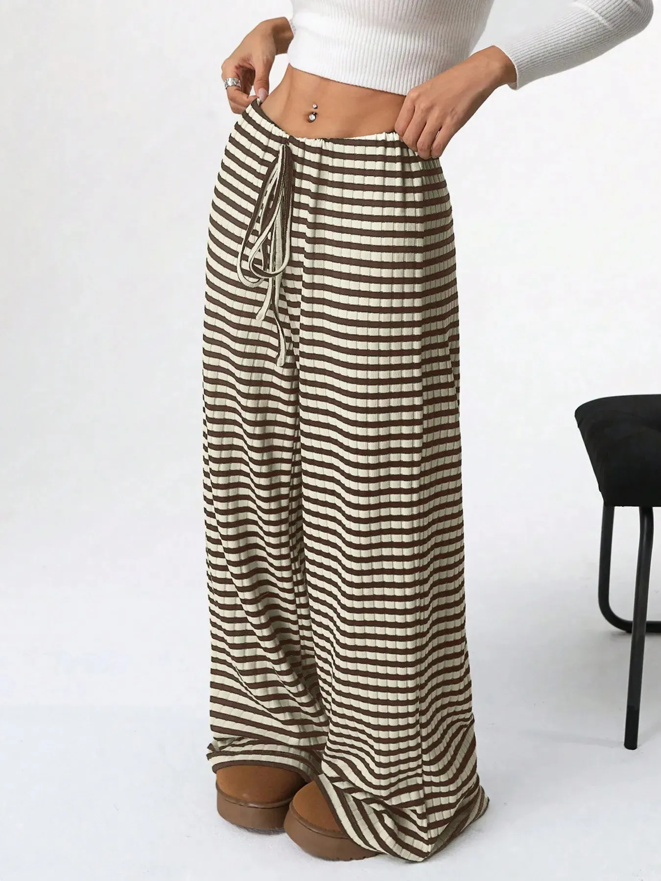 Striped Wide Leg Drawstring Pants sold by Charming Charlie product image thumbnail 4