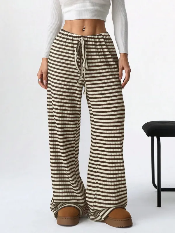 Striped Wide Leg Drawstring Pants sold by Charming Charlie