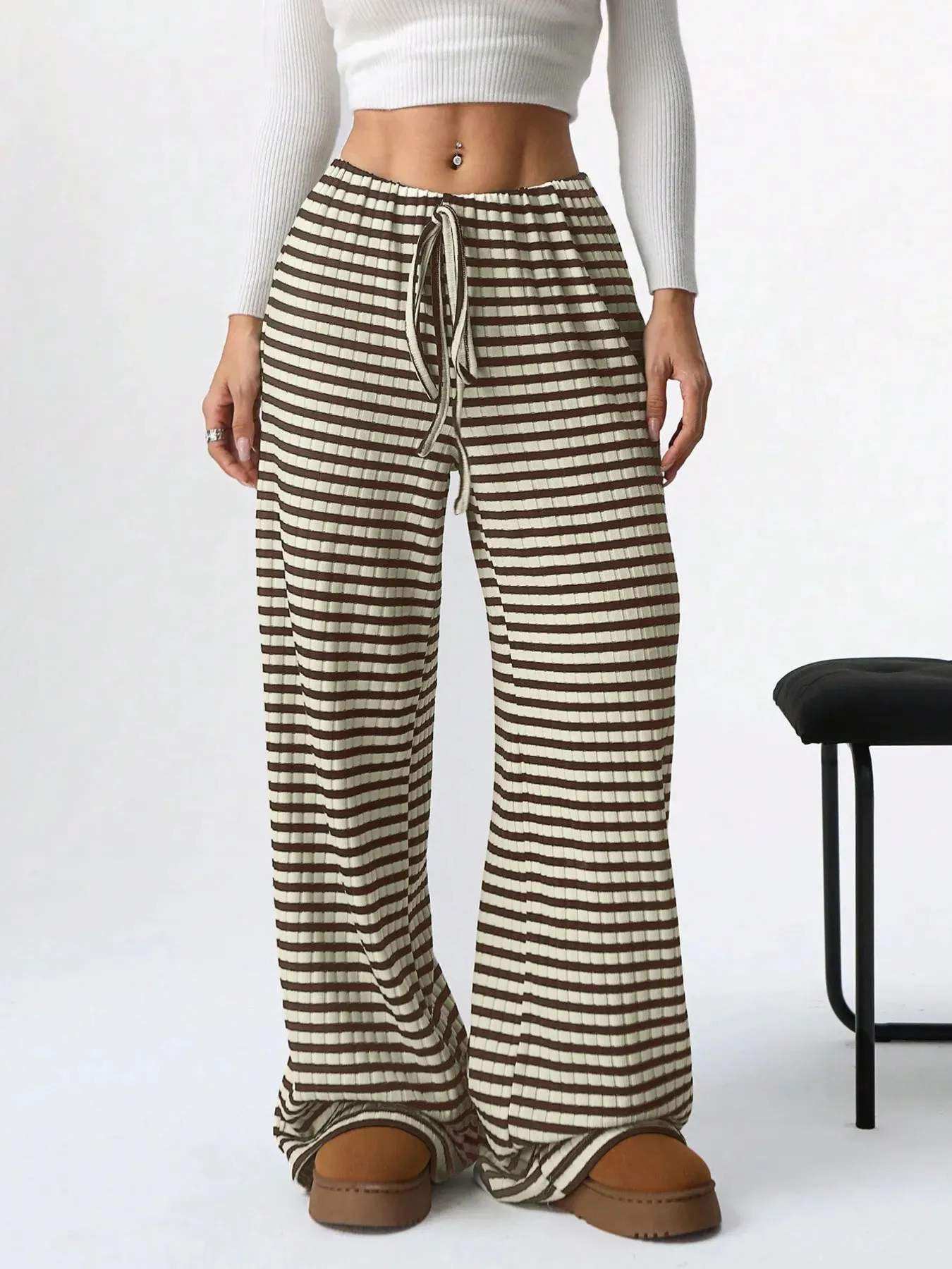 Striped Wide Leg Drawstring Pants sold by Charming Charlie