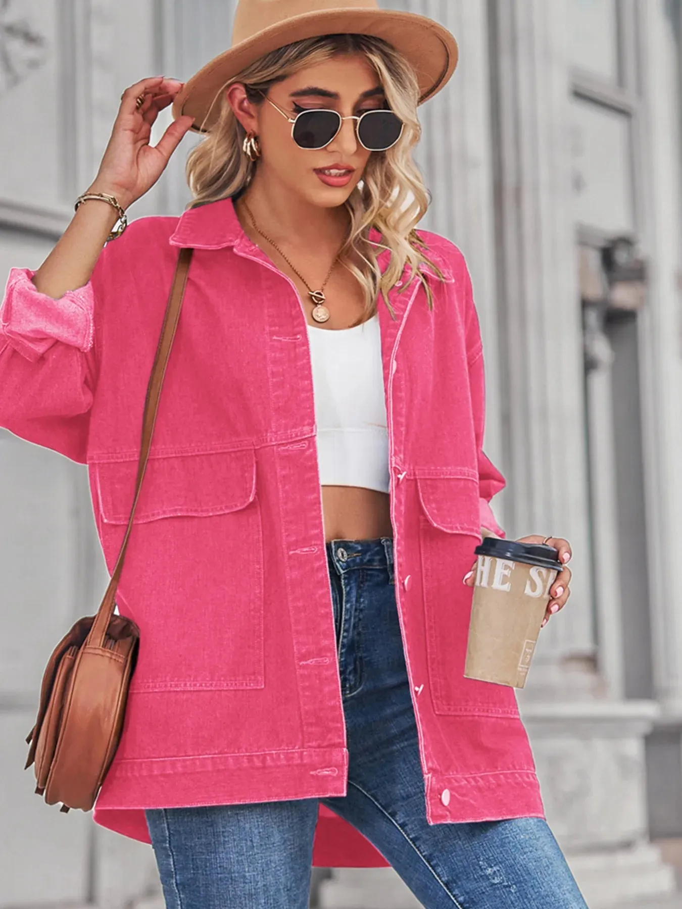 Button Up Long Sleeve Denim Jacket sold by Charming Charlie product image thumbnail 4