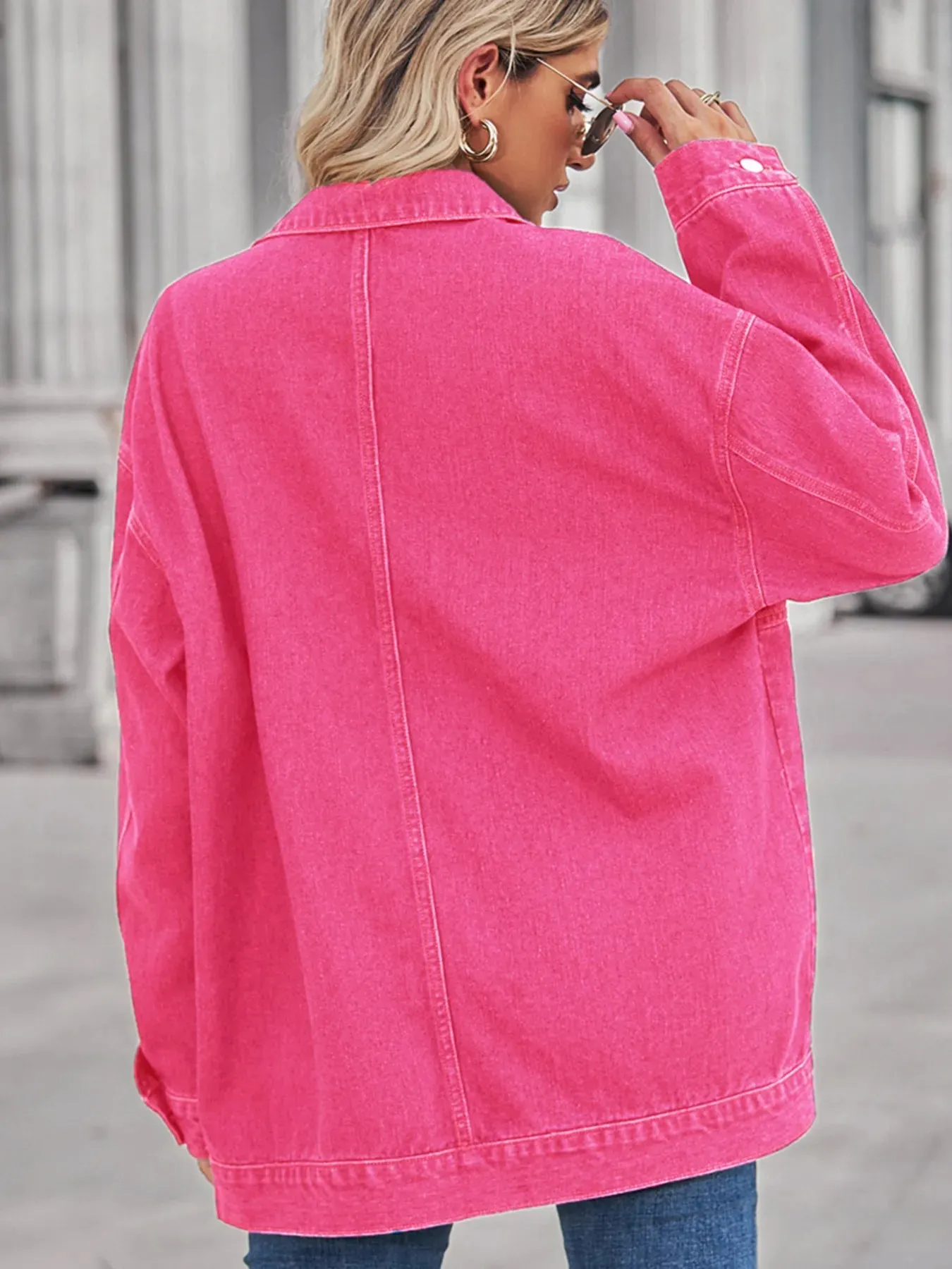 Button Up Long Sleeve Denim Jacket sold by Charming Charlie product image thumbnail 2