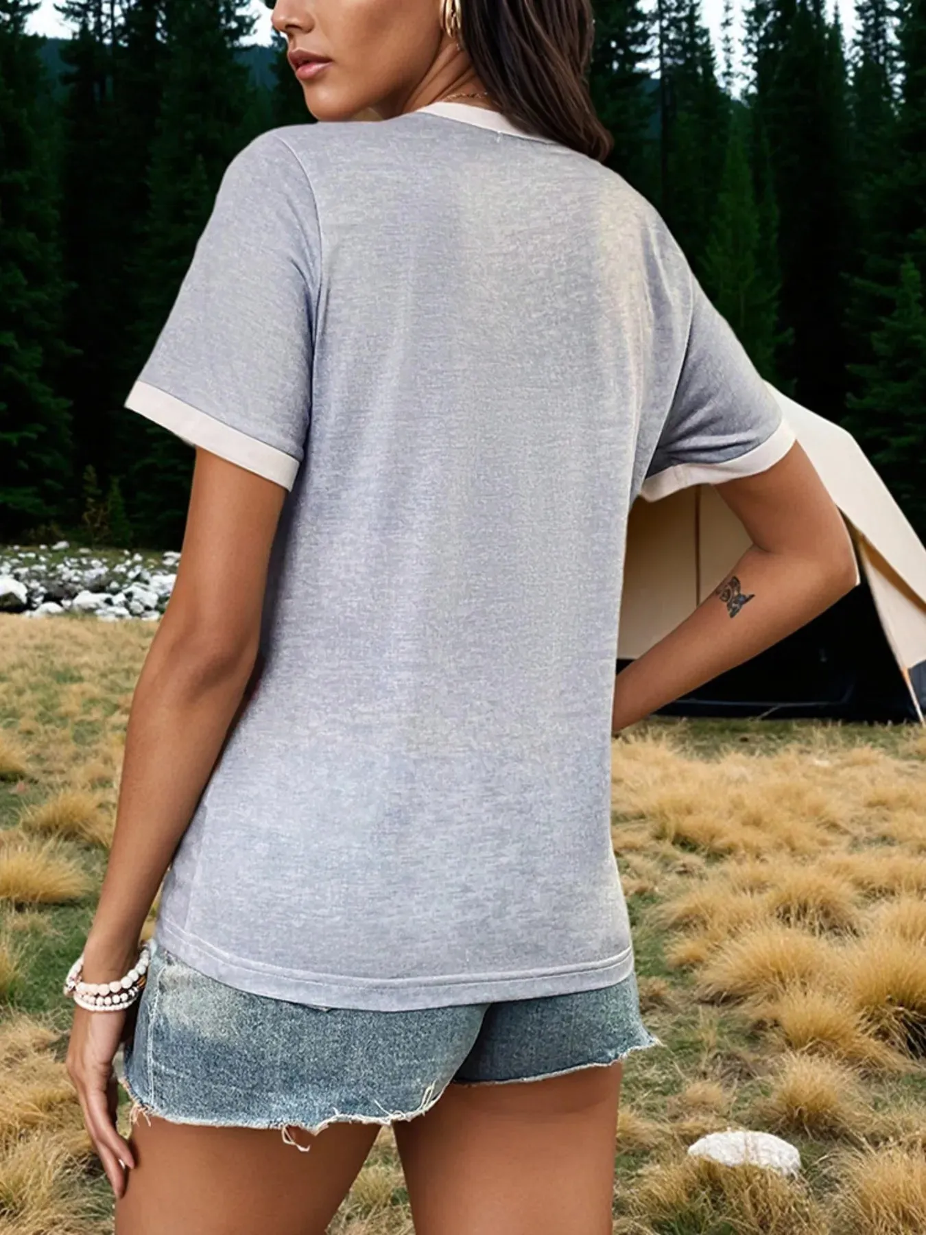 Letter Graphic Round Neck Top and Shorts Set sold by Charming Charlie product image thumbnail 2