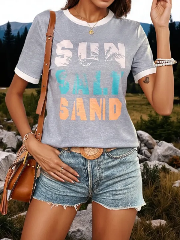 Letter Graphic Round Neck Top and Shorts Set sold by Charming Charlie