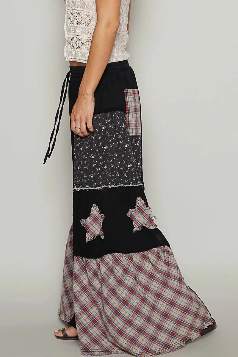 POL Drawstring Star Patch Contrast Wide Leg Pants sold by Charming Charlie product image thumbnail 2