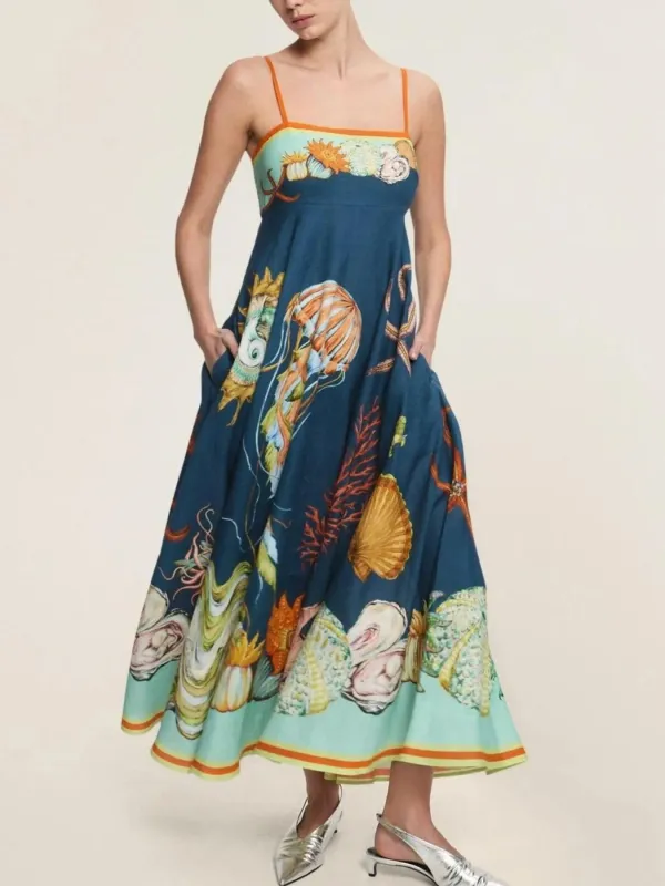 Printed Cami Midi Dress with Pockets sold by Charming Charlie