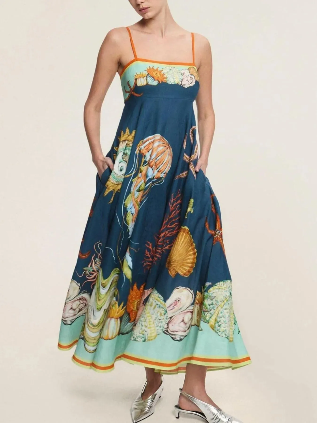 Printed Cami Midi Dress with Pockets sold by Charming Charlie