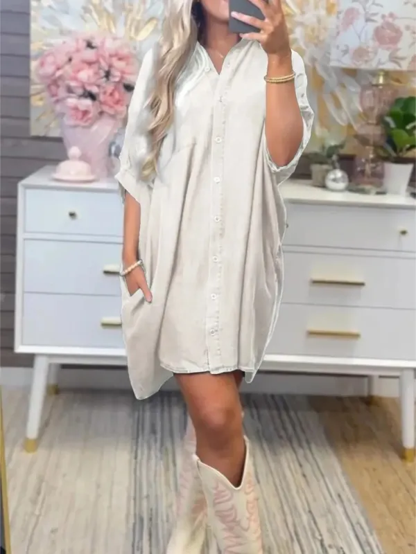 Full Size Casual Button-Down Denim Shirt Dress Plus Size sold by Charming Charlie